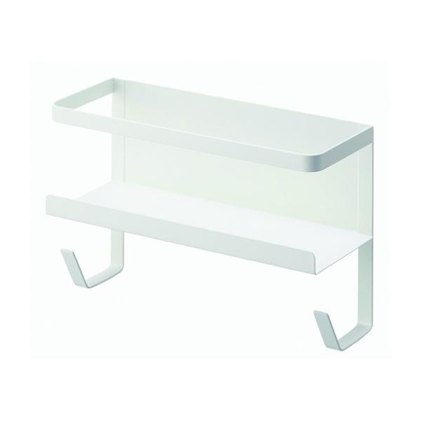 山崎実業 プレート ホースホルダー付き洗濯機横マグネットラック (ホワイト)  (洗濯機 すき間収納 ランドリー収納 白 磁石 伸縮 シンプル Plate YAMAZAKI)●強力マグネットで洗濯機の側面に簡単取り付け。●置き場所に困る給水...