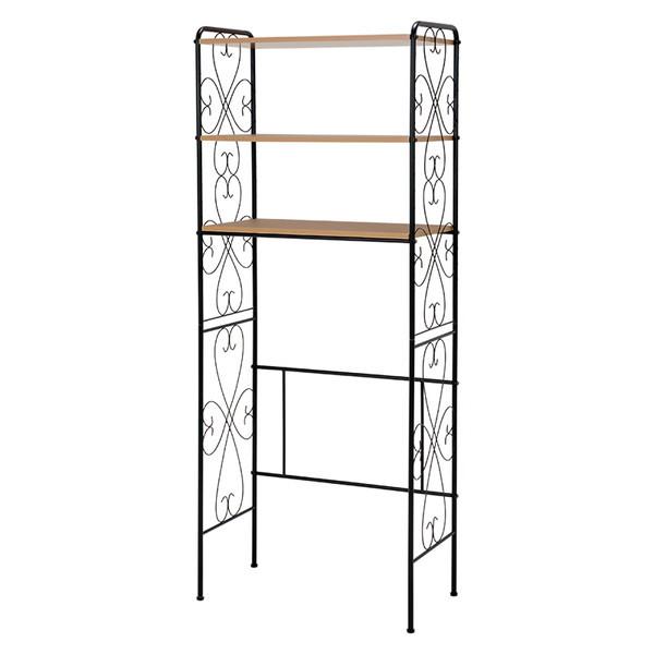 萩原 洗濯機ラック (約)幅75×奥行38×高さ182.5cm KCC-3041BR 4934257266475●アイアンの曲線がエレガントで、洗濯機の上を有効活用できる洗濯機ラック。《家具 インテリア》※画像はイメージです。