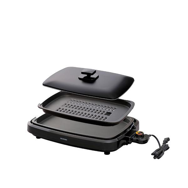 IRIS OHYAMA ホットプレート APA-136 ブラック 網焼き風ホットプレート 2枚 ブラック APA-136-B・ 3枚 ブラック