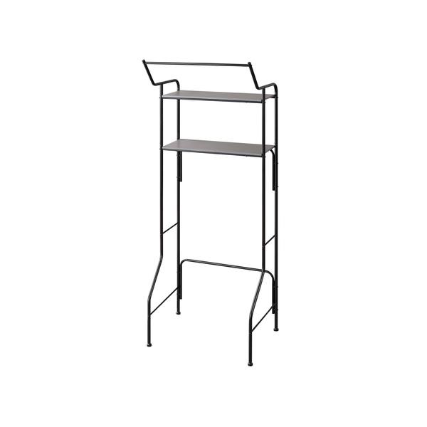 アイリスオーヤマ スタイルランドリーラック  ハンガーバー付き ブラック HSLR-695R (洗濯機ラック ランドリー収納 ハンガーバー付 可動棚 スリム おしゃれ 一人暮らし 新生活 IRIS)●ハンガーバー付きのシンプルなデザインのス...