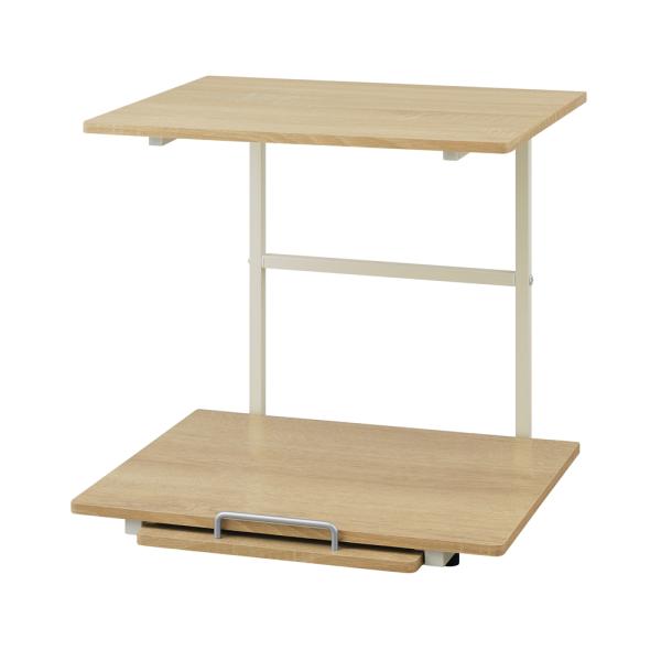 冷蔵庫上ラック ホワイト&amp;ライトナチュラル RUR-480R (レンジラック レンジ台トースター置き キッチン 棚 デッドスペース収納  IRIS アイリスオーヤマ)●冷蔵庫上部のデッドスペースを収納スペースにできる冷蔵庫上ラックで...