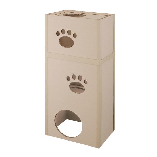 キャットタワー 段ボール ねこねこタワー 3段 H117cm 日本製 P-NT3 (3段タワー 段ボールタワー 小窓付き アイリスオーヤマ) 爆買
