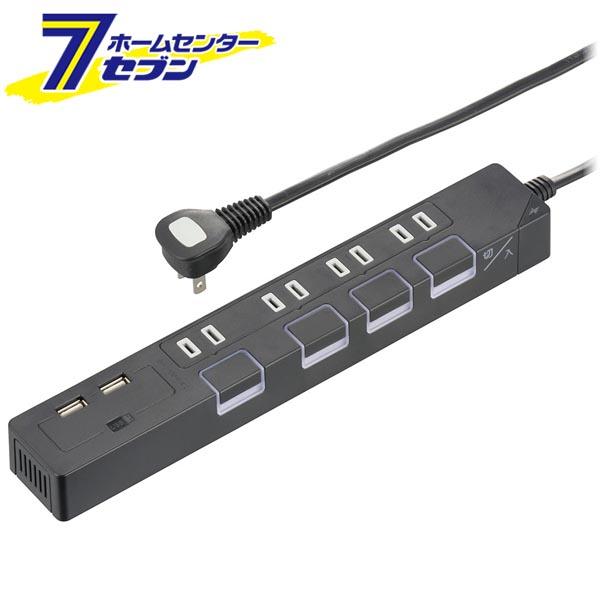OHM オーム電機 節電タップ光る押しボタンスイッチ雷ガード4個口 OHM オーム電機 節電タップ光る押しボタンスイッチ雷ガード4個口