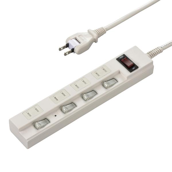 OHM（オーム電機） 多機能節電タップ 4個口 2m00-6929 HS-TPKV42PBT-W