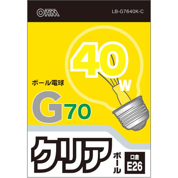 オーム電機 白熱ボール電球 40w型 E26 G70形 Lb G7640k C クリア 電球 蛍光灯 価格比較 価格 Com