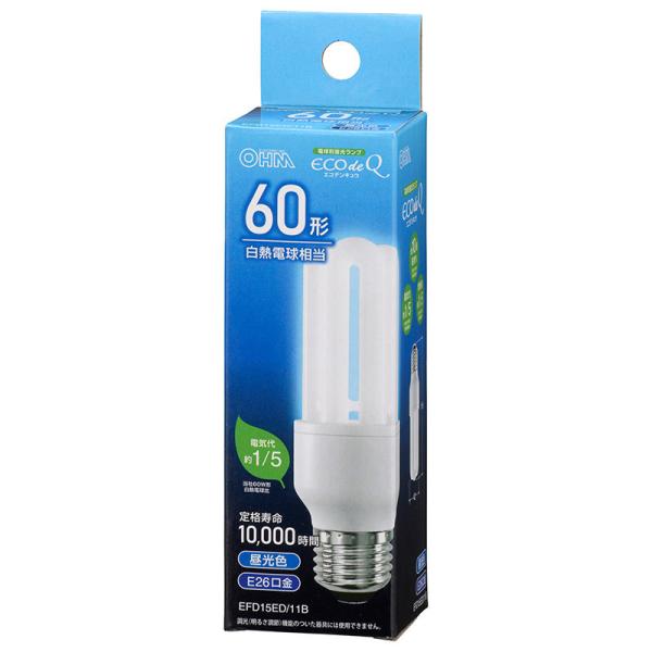 OHM（オーム電機） 電球形蛍光灯 D形 E26 60形相当 昼光色