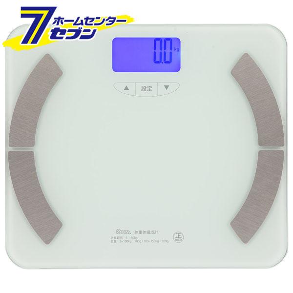 オーム電機 体重体組成計 バックライト付 ホワイト [品番]08-3923 HB-KG12R1               (理美容・健康:体重計)● 強化ガラス仕様● 体重、体脂肪率、体水分率、骨格筋率、骨量、内臓脂肪レベル、基礎代謝量、...