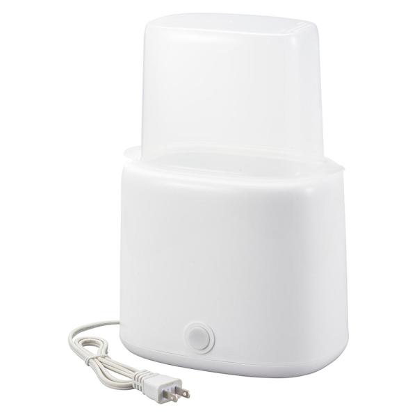 哺乳びんスチーム除菌器（品番）08-5402 HJ-OH100A-W (生活家電:洗浄器・加湿器・除湿器・洗濯機 オーム電機)●水を入れてボタンを押すだけ、カンタン操作で高温除菌。●2本の哺乳びんを同時に除菌可能。●水だけでOK、薬液は不要...
