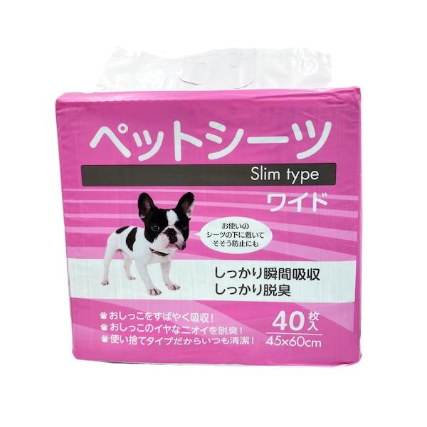他サイト： ペットシーツ スリムタイプ ワイド 45×60cm 40枚入  (ペット用 おしっこシーツ 瞬間吸収 脱臭 使い捨て 森光商店)(ポイント利用)の商品画像
