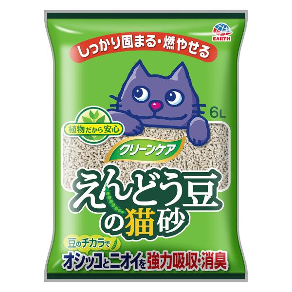 他サイト： 【ケース販売】 えんどう豆の猫砂 クリーンケア 無香 （6Lx5袋） (ネコトイレ 猫トイレ エンドウ豆 ねこ砂 ネコ砂 固まる 消臭 燃えるゴミ 消臭 アース ペット)の商品画像
