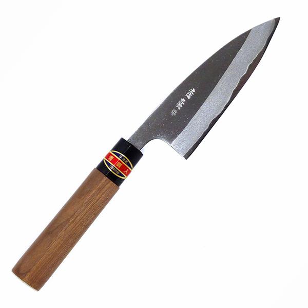土佐刃物 忠義 磨き舟行包丁 両刃 青1号鋼 120mm クルミ柄付き