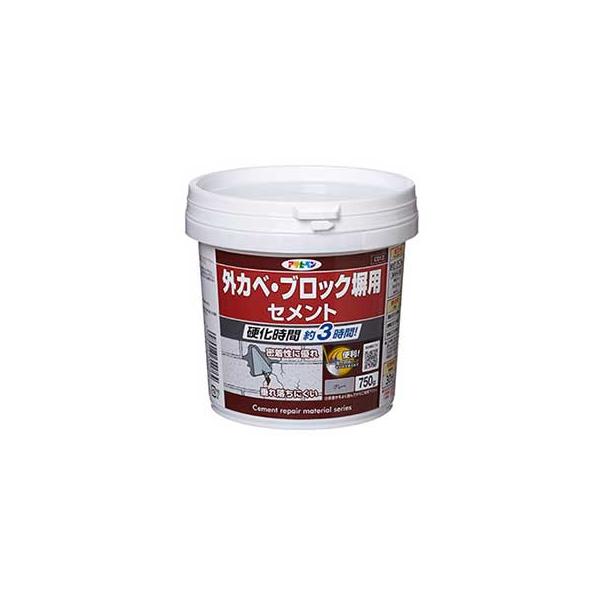 アサヒペン 外カベ・ブロック塀用セメント カベ用補修材 グレー系 750g C012