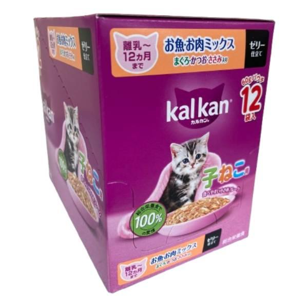 他サイト： マースジャパン カルカン パウチ 子ねこ用 お魚・お肉ミックス まぐろ・かつお・ささみ 60g×12袋入 ゼリー仕立て キャットフード 猫用 ウェットの商品画像