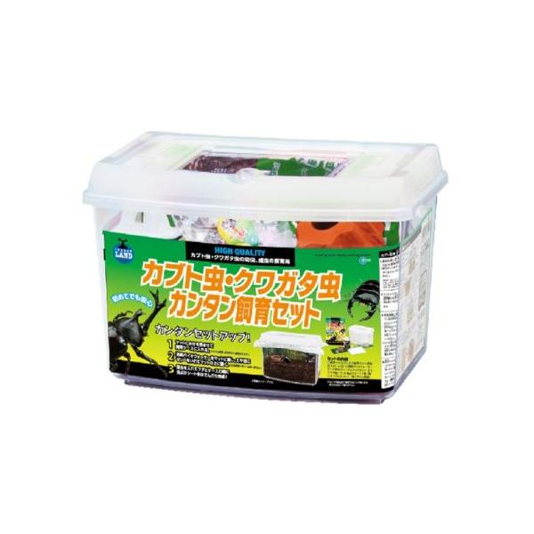 ビギナーにおすすめ！昆虫飼育に必要な用品がそろったオールインワンのセット。飼育ケース・昆虫マット・昆虫ゼリー・消臭ウォーター・バックスクリーン・虫よけシートのセットです。仕様・注意事項内容量：1個サイズ：幅305×奥行198×高さ204mm...