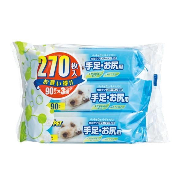 天然消臭成分を配合しているからニオイすっきり。肉球ケアのコラーゲンを配合。大切な肉球やデリケートなお尻の汚れ拭きに。なめても安心な成分で、肌にやさしい弱酸性処方。無香料、ノンアルコール。ジェントルタッチの厚手シート。仕様・注意事項：●内容：...