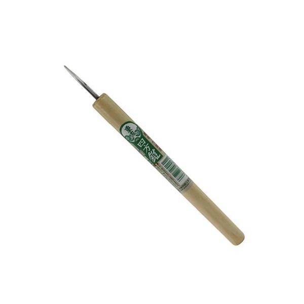 木材の穴あけ加工。木釘の下穴に、家具、指物、建具などの加工に使用します。四方錐は本来、木釘を打つ前の釘の通り道としての穴をあけるための物です。四方錐で開く穴は木釘の断面と同じく円錐状になります。●小●刃部：炭素工具鋼(SK-5)●柄：天然木