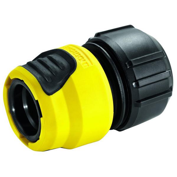 内径13〜19mm、耐圧タイプの水道ホースに適合します。ケルヒャー家庭用高圧洗浄機の給水部の本体側カップリングに接続してご使用いただけます。逆止弁付きですので、水道栓を止めることなく着脱が可能です。●逆止弁機能付きホースからの取り外しの際、...