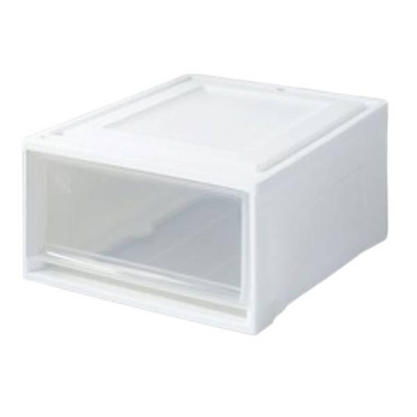 ウォークインクローゼットにもぴったりなチェストです。前倒れ防止構造となっており積み重ねても使いやすい仕様です。仕様・注意事項●素材 ポリプロピレン●サイズ：幅390×奥行500×高さ232mm ●重量：1650ｇ ●色：ホワイト／クリア●引...