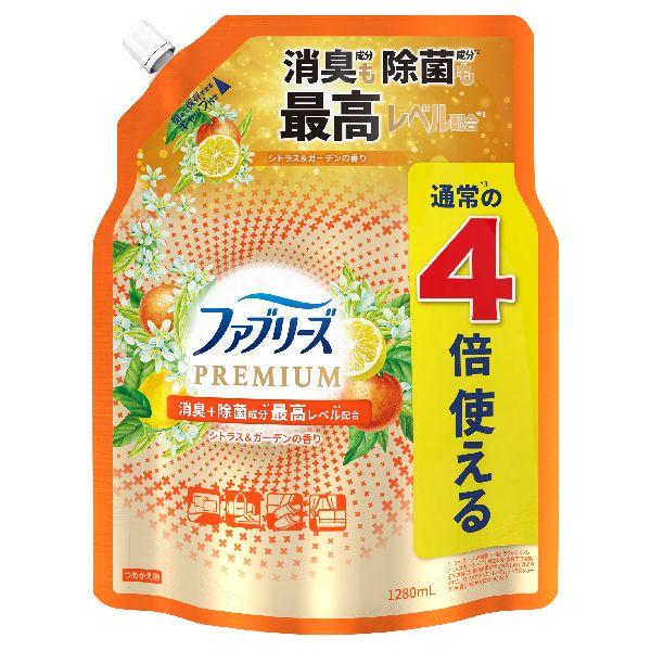 他サイト： 訳あり P&amp;G ファブリーズ W除菌+消臭プレミアム シトラス&amp;ガーデン つめかえ用 4回分 1280mlの商品画像