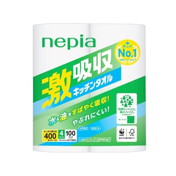 ●たっぷり使える大容量400カット(4ロール1パックあたり)●厚手タイプで水や油をたっぷり、すばやく吸収●開封後も清潔に保管できるしまいジョーズ機能付き●フレッシュパルプ100%製品です。●FSC認証紙を採用