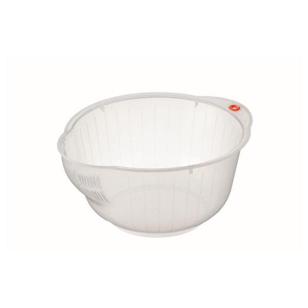 お米を美味しく研げる。内部にあるデッパリがお米を美味しく研ぐ。水切り付き。