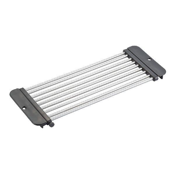 シンクまわりをスッキリ有効活用できるスライドラック。40-74cm幅のシンクに対応。サイズ(約)：440-784×175×20mm材質：【金属部(パイプ)】ステンレス鋼【樹脂部】ABS樹脂(耐熱温度80℃)