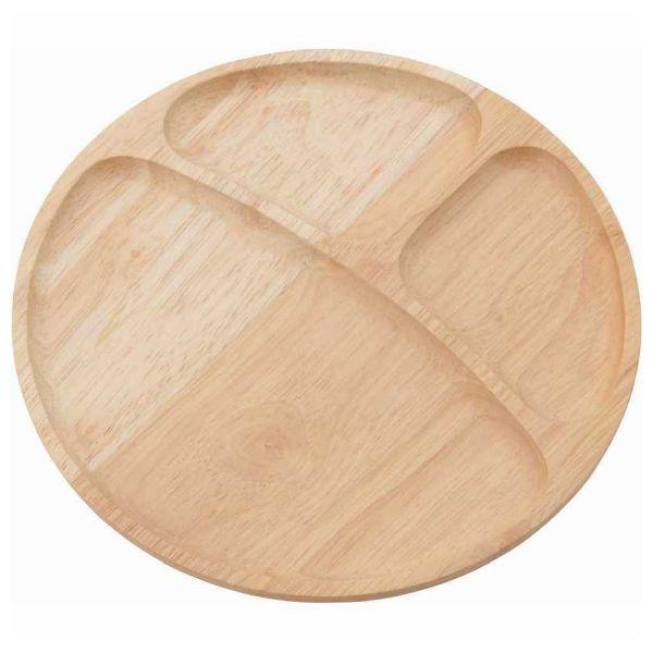 不二貿易 木製 ラウンド ディッシュ 仕切り付 