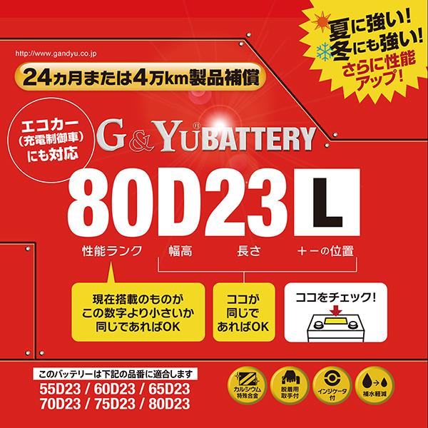 G&Yu バッテリー 80D23 L Amazon.co.jp: G&Yu [ ジーアンドユー ] 国産車バッテリー