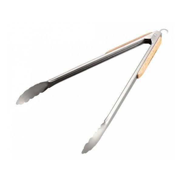 握りやすい木製グリップ。衛生的なステンレス製。収納に便利なストッパー付。開閉ラクラク。