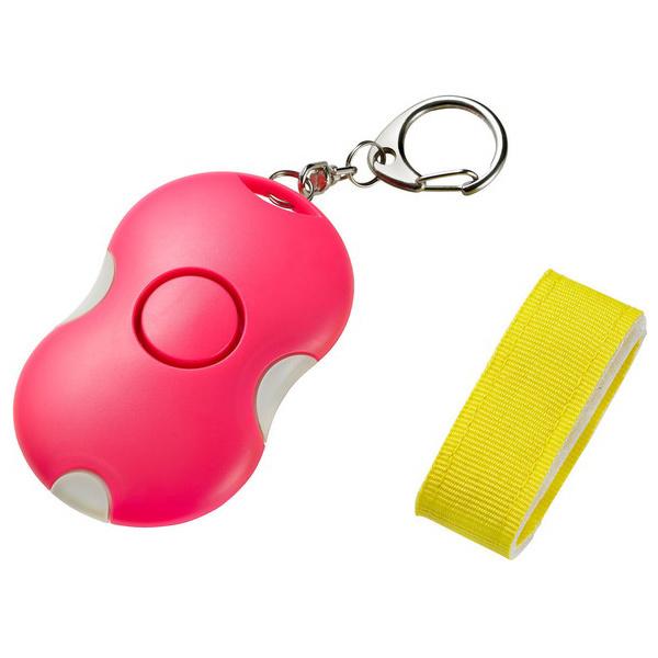 防犯ブザー●左右のスイッチを同時に押すとアラーム音が鳴ります●取付バンド付属仕様・注意事項■使用電池：lR44アルカリボタン電池　3個(テスト用付属)■電池寿命(20℃時)：連続吹鳴　約20分■音圧：約95dB(1m前方、電池初期時)■外形...