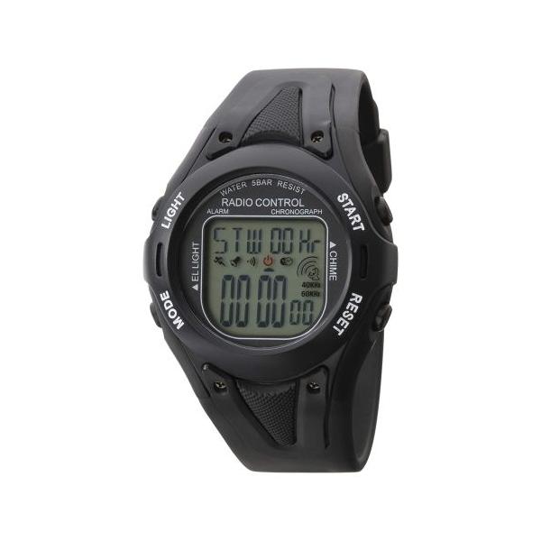 ストップウォッチ機能付き腕時計。40kHz/60kHz両局電波受信で時刻・カレンダーを修正。自動受信のON/OFF切替え設定が可能です。サイズ(約)：全長245×直径51×厚み18mm重量：約53g機能：防水(5気圧防水)、電波、ストップウ...
