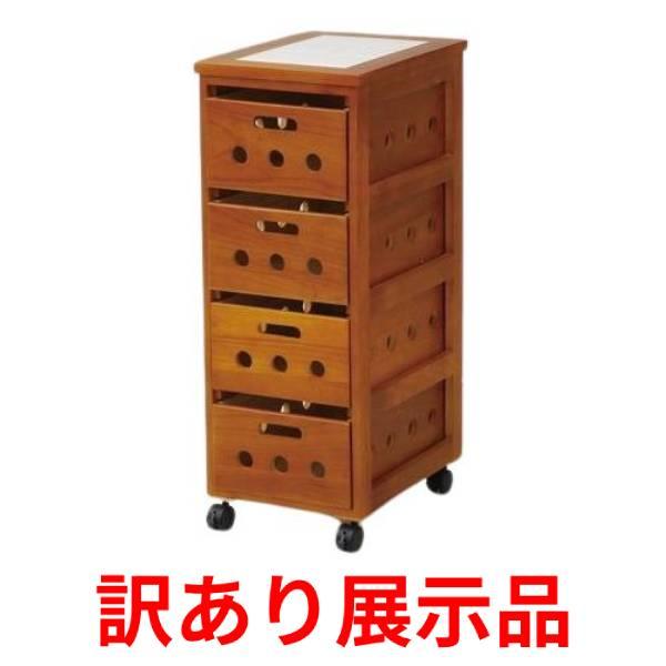 店頭展示商品です。傷や汚れ等がある場合がございます。予めご了承ください。野菜や調味料等を収納できます。天板には熱に強いタイル付。サイズ：幅30×高さ80×奥行40cm引出し内寸：幅22×奥行34×深さ13cm天板サイズ：幅30×奥行40cm...