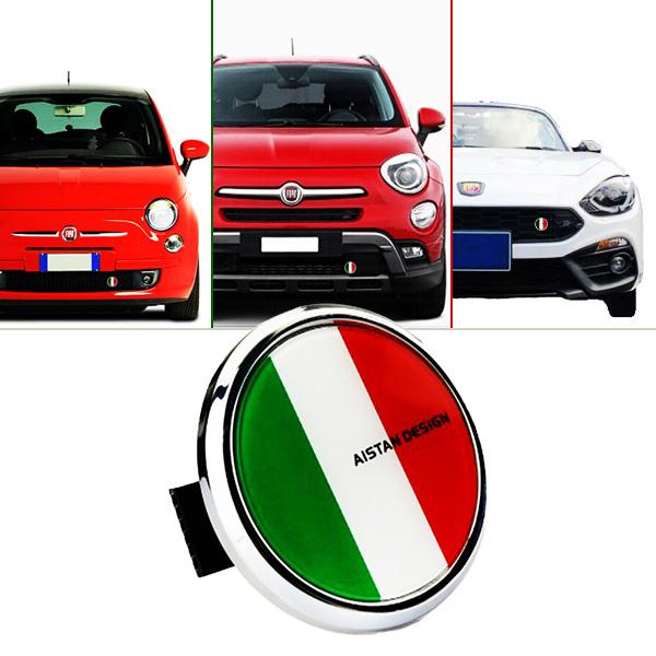 グリルバッジ イタリア国旗 バッチステッカー カスタム エンブレム ステンレス製 FIAT フィアット 500 チンクエチェント パンダ 500C 500