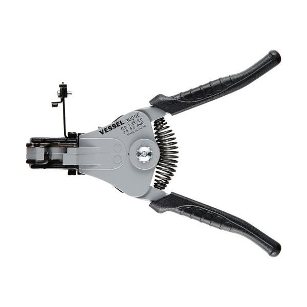 《メーカー》（株）ベッセル《品番》3000C《特長》●線を傷めずワンタッチで被覆をはぎ取ることができ、便利で能率的です。●1回の操作で完璧にすばやく被覆をはぎとることができます。●テレビ、ラジオ、その他の電気器具、電気工事、自動車の電気回路...