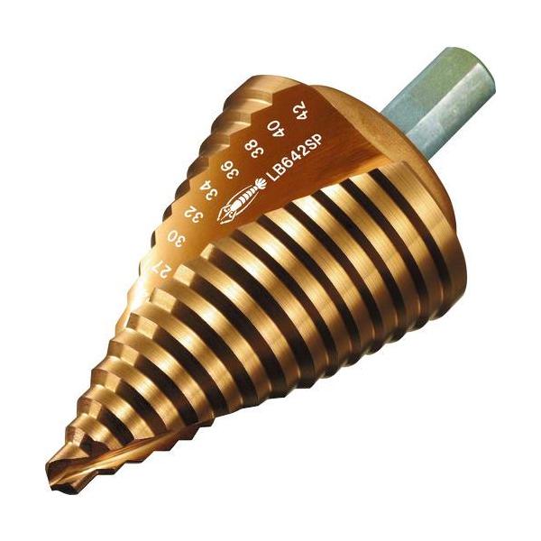 ■エビ スパイラルステージドリル Tinコーティング 15段 ストレート軸(三面取り) 6-42【1292448:0】[店頭受取不可]