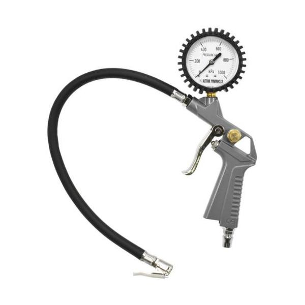 《メーカー》（株）ワールドツール《品番》2001000008476《特長》●エアコンプレッサーとの接続で、自動車やバイクなどのタイヤにエアを充填するためのエアタイヤゲージです。●タイヤのバルブには、クリップチャックで接続するので、充填中にチ...