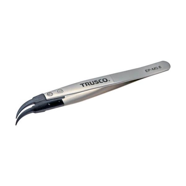 ■TRUSCO ESDチップピンセット 曲がり型 先端幅0.6mm【3637940:0】[店頭受取不可]