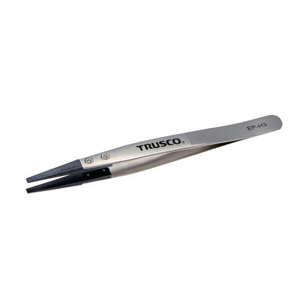 ■TRUSCO ESDチップピンセット 先平型 先端幅3mm【3637942:0】[店頭受取不可]