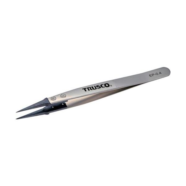 ■TRUSCO ESDチップピンセット 先細型 先端幅0.4mm【3637944:0】[店頭受取不可]