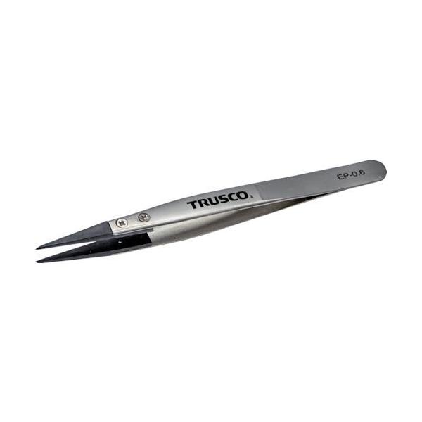 ■TRUSCO ESDチップピンセット 先細型 先端幅0.6mm【3637945:0】[店頭受取不可]