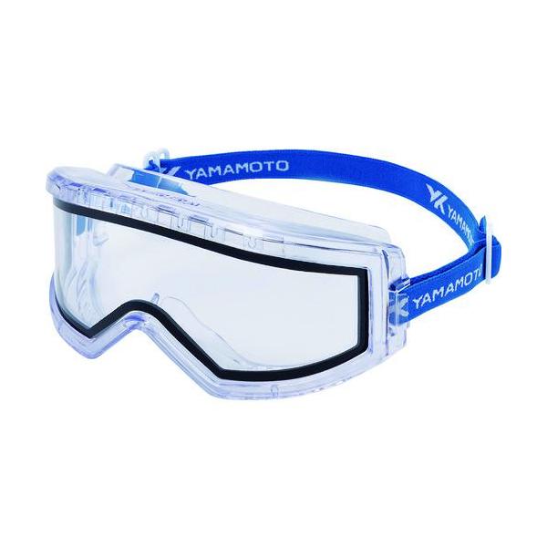 《メーカー》山本光学（株）《品番》YG-5100D《特長》●ダブルレンズ（二重）曇り止めレンズです。《用途》●粉じん発生現場。●薬品、溶剤の取扱い。●粉体取扱い。《仕様》●レンズ色:クリア●バンド色:ブルー●フレーム色:クリア●幅(mm):...