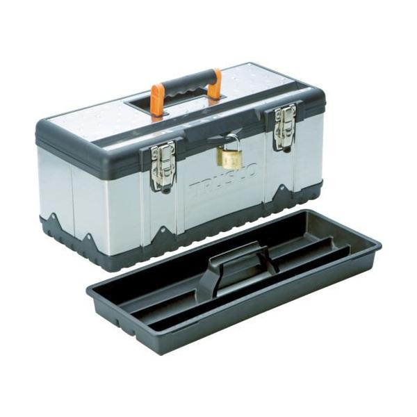 《メーカー》トラスコ中山（株）《品番》TSUS-3024L《特長》●強度とデザイン性を兼ねたステンレスボディーです。●持ちやすいワイドタイプハンドルが手のひらにフィットします。●小物収納に便利な中皿付です。《用途》《仕様》●色:シルバー●外...