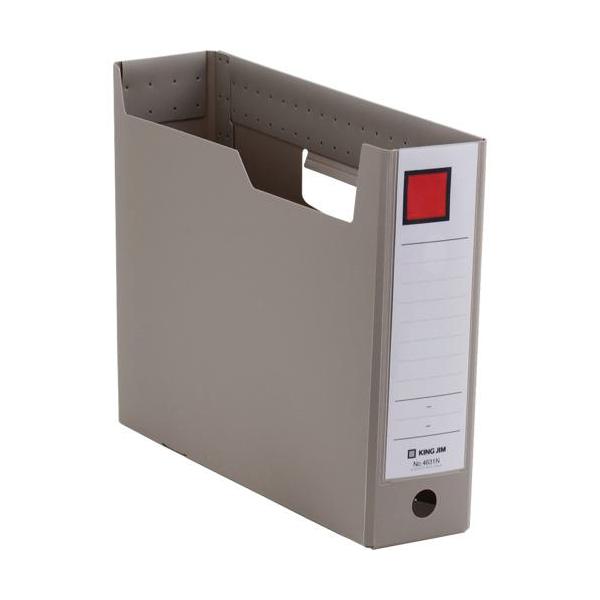 《メーカー》（株）キングジム《品番》4631N-GY《特長》●丈夫なPP製の組み立て式ボックスファイルです。●棚からの取り出しに便利な指掛け穴付です。●分類・整理に役立つ、背見出し紙付です。《用途》《仕様》●色:グレー●用紙サイズ:A4●幅...
