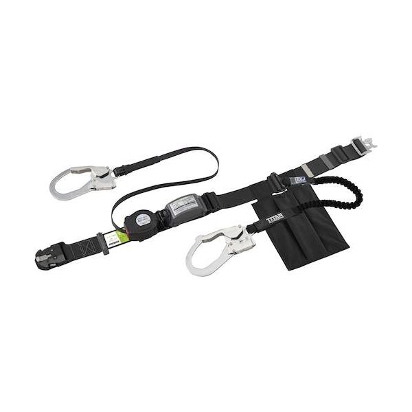 ■タイタン 胴ベルト型ロック付き巻取式 ダブル ワンタッチバックル仕様 REELOCK S2NEO + EXJ補助ロープ ブラック【4423944:0】[店頭受取不可]