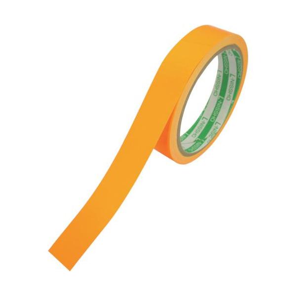 ■日東エルマテ 蛍光テープ 20mm×5m オレンジ【4955625:0】[店頭受取不可]