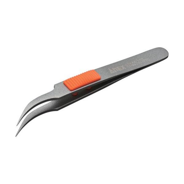 ■アネックス ラバーグリップ付ステンレスピンセット先細鷲型115mmフッ素加工【5743190:0】[店頭受取不可]