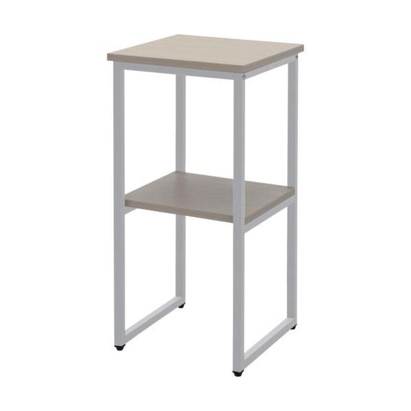 ■TRUSCO サイドテーブル 350X350X730H 木天板+白脚【6857525:0】[店頭受取不可]