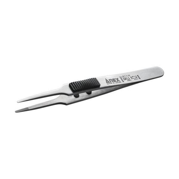 ■アネックス ラバーグリップ付ステンレスピンセット はじピン 先丸型120mm【7010069:0】[店頭受取不可]
