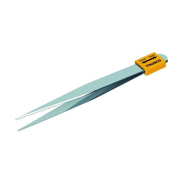 ■TRUSCO ステンレス製ピンセット 開閉キャップ付 AA125【8183812:0】[店頭受取不可]