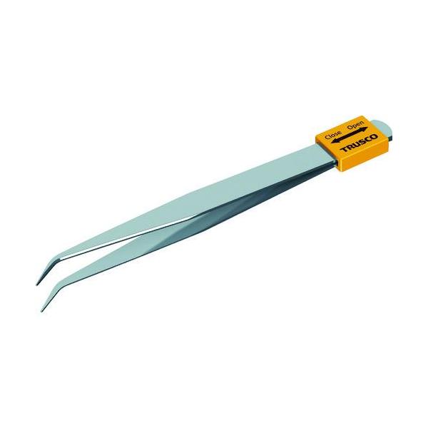 ■TRUSCO ステンレス製ピンセット 開閉キャップ付 AA先曲125【8183814:0】[店頭受取不可]